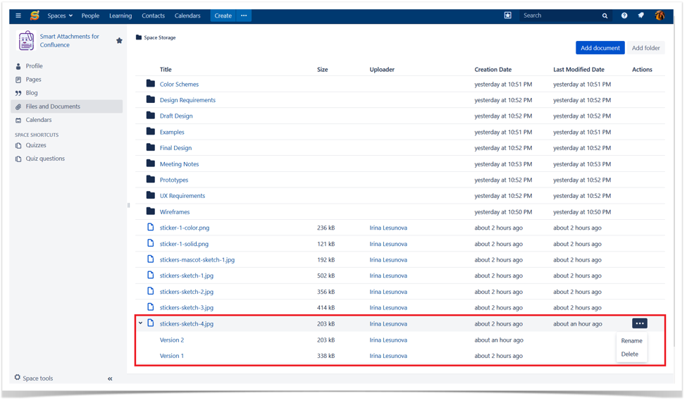 Efficient Management and Storage of Project Files in Confluence